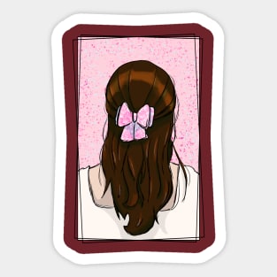 girl with ribbon in hair Sticker